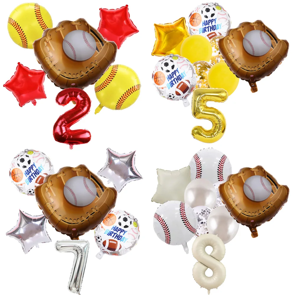 

Disney Multiple Styles Sports Baseball Gloves Theme Birthday Party Decoration Latex Digital Balloon Set Baby Shower Kid Boy Gift