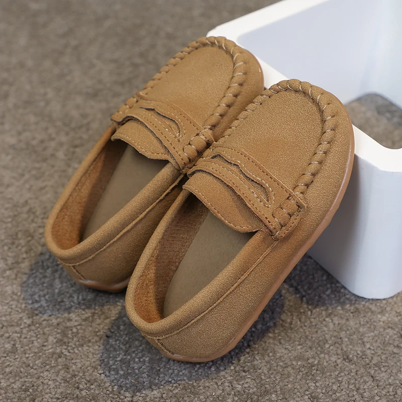 Boys Moccasins Shoes Fashion Solid Color Kids School Causal Shoes Breathable Non-slip Children Slip-on Flats Loafers Size 21-30