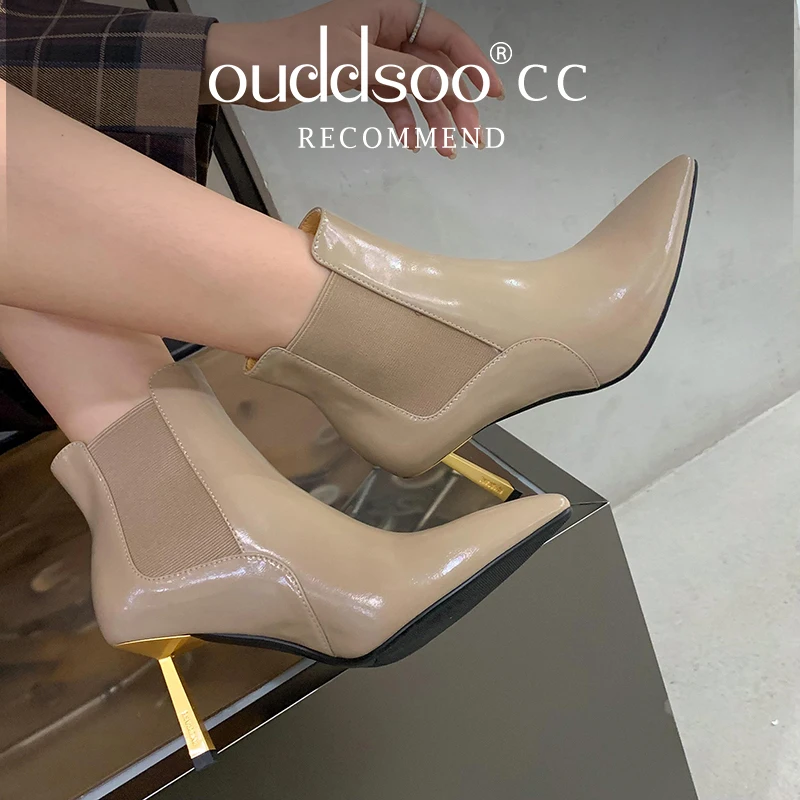 

ODS Pumps Stretch Boots Ladies Shoes Footwear Fashion Autumn Women Ankle Short Pointed Toe Shoes Sock Booties WIth Heels