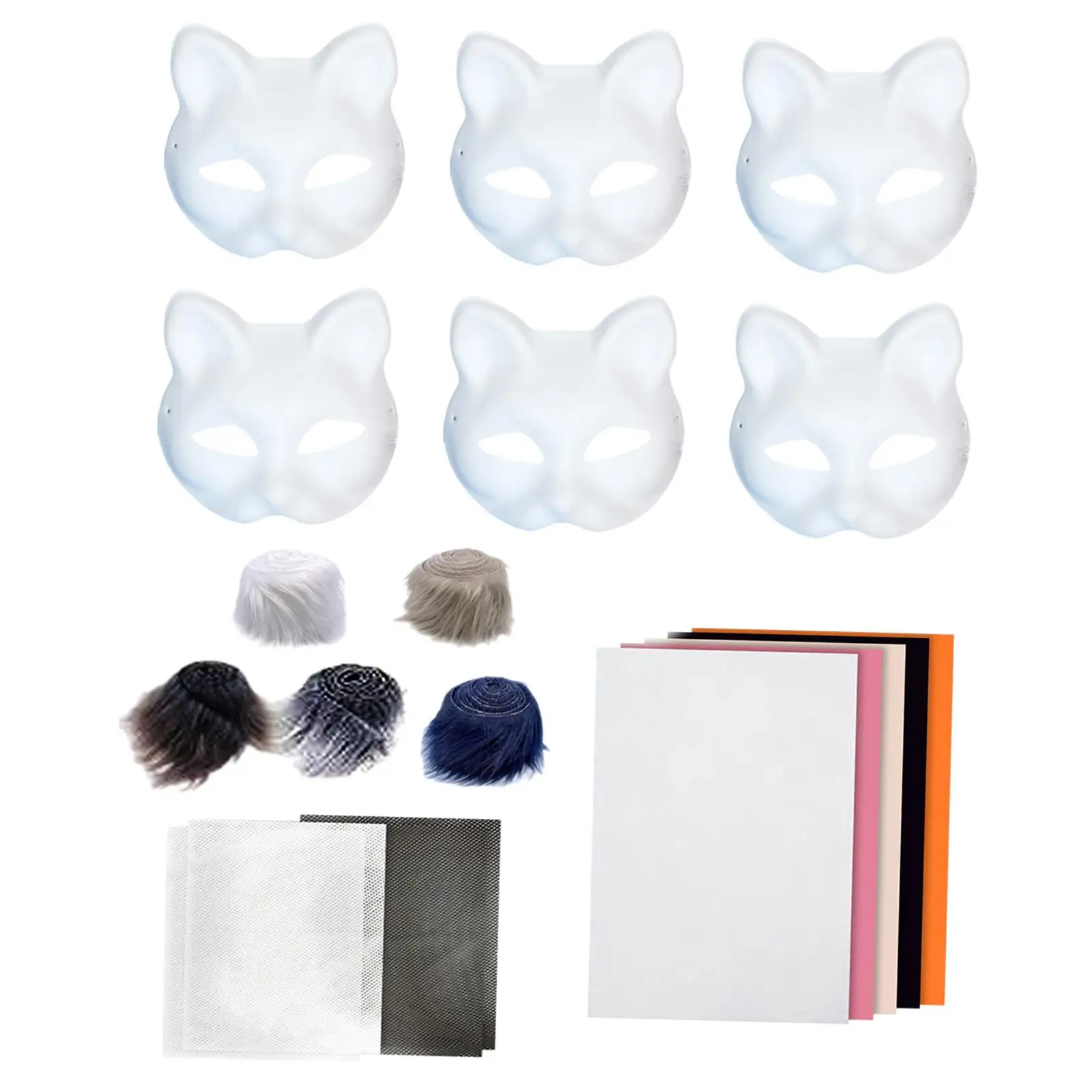 6x kattenmaskerkit DIY blanco gezichtsmasker kostuum cosplay accessoire  blanco kattenmasker voor dansfeest vakantie maskerade volwassenen en  kinderen - AliExpress, image size:1600x1600