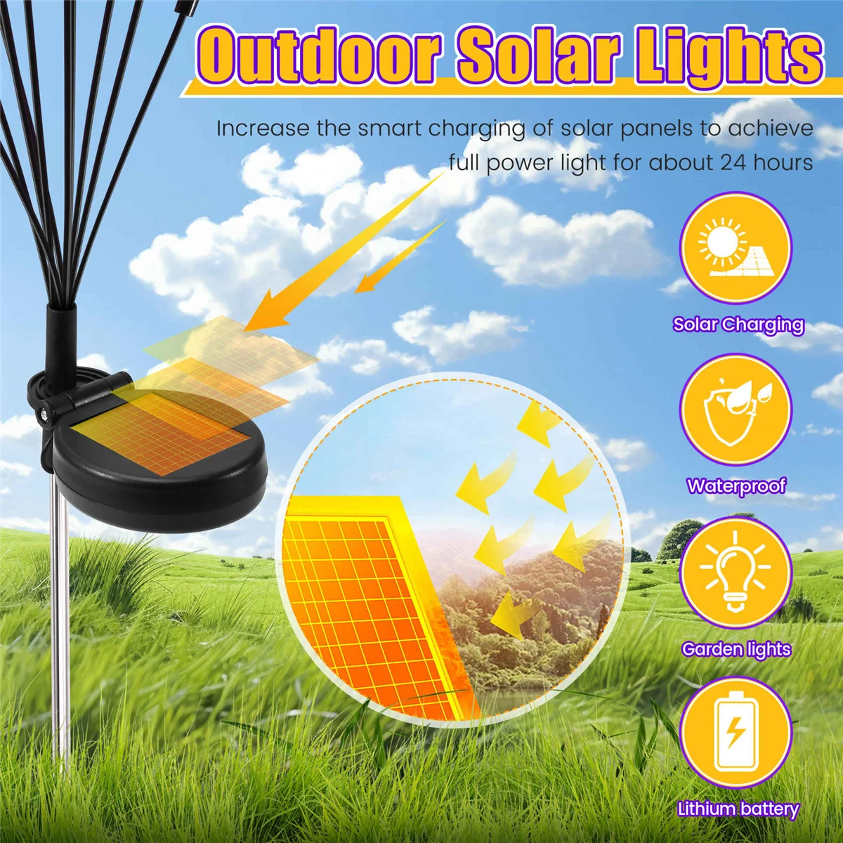 BAAU Solar Butterfly Firefly Lights Led Outdoor Waterproof Lawn Lights Garden Decoration Garden Landscape 10-Light