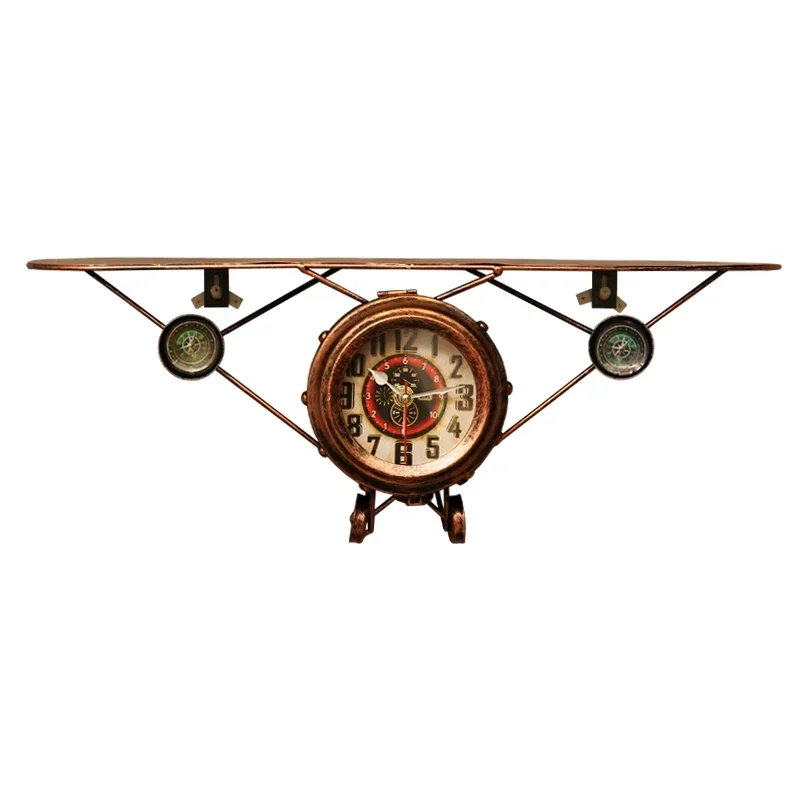

Creative aircraft model wall clock American industrial style bar decorative pendent retro nostalgic personality hanging watch