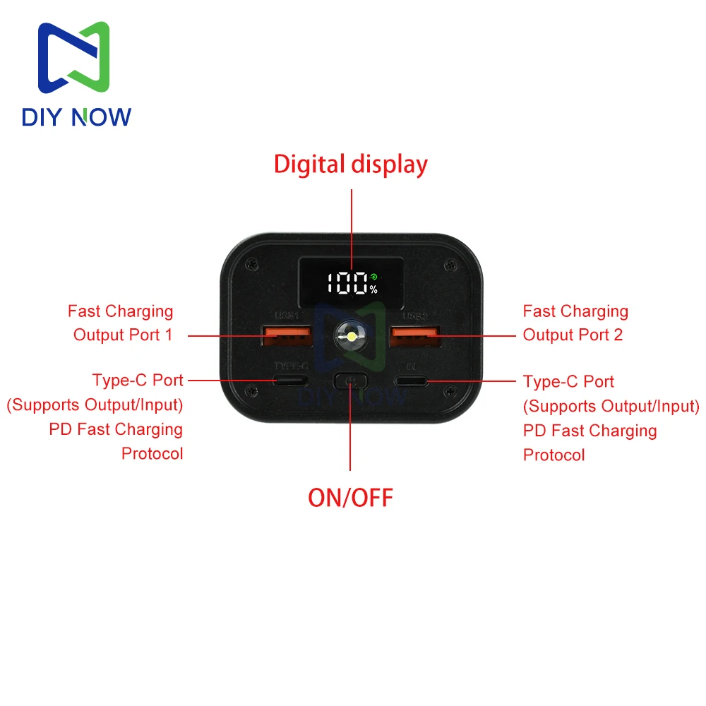 Sara-u Waterproof DIY 6x 18650 Battery Case Box Cover with 12V DC and USB Power Supply USB Charger for Bike LED Light Cell Phone Router