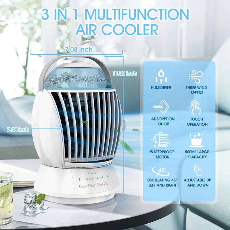 

Portable Air Conditioner Fan Air Cooler Fan Electric Evaporative Cooler Desk Fan With Humidifier Function For Indoor