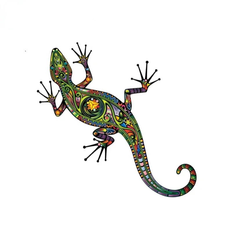 Car Sticker Creative Art Color Gecko Notebook Sticker Decoration Car Window Sticker Waterproof and Sunscreen PVC 14*14cm