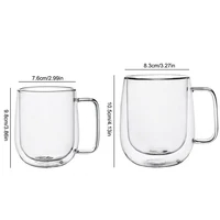 150-350ml Heat Resistant High Borosilicate Glass Mug Double Wall Glass Coffee Cup with Handle Milk Water Cup Clear Cups Gift 6