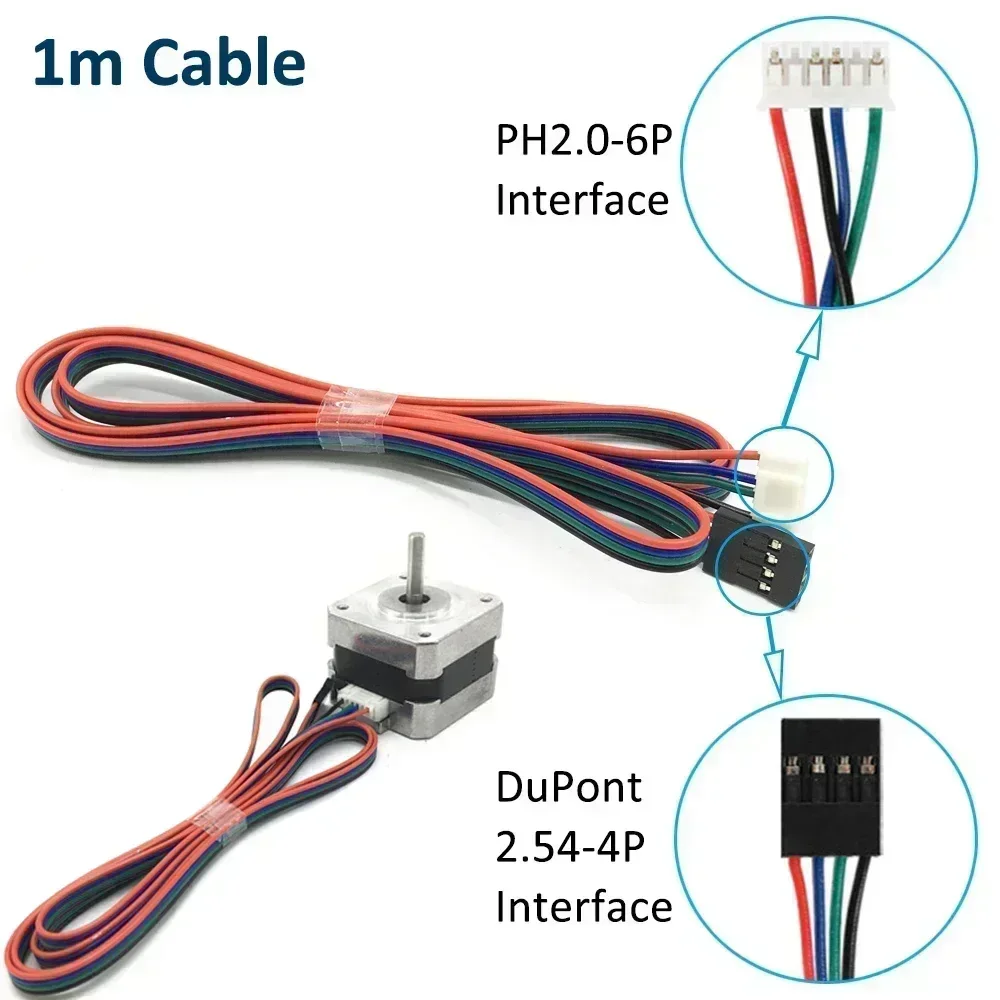 Nema17 42mm Open-loop Stepping Motor 2PH 34/40/48/60mm Length 4-Lead 0.28/0.42/0.56/7Nm 1/3/5PCS for DIY 3D Printer stepper motor