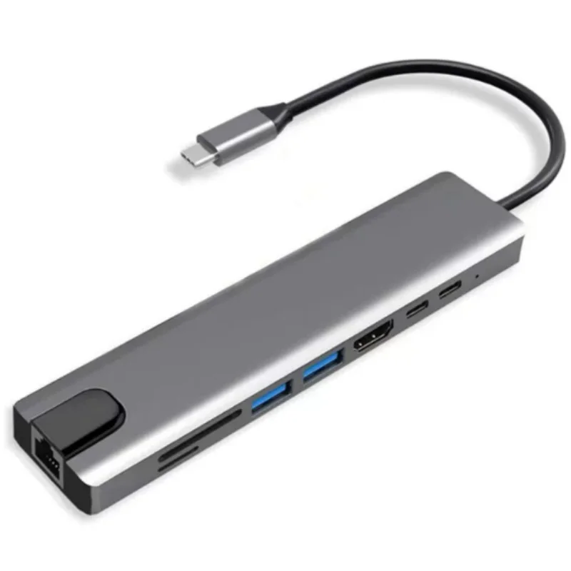 8-in-1 Type-C Expansion Dock with Network Port 4K High Definition HDMI Screen Expansion SD/TF Card Reader Multi-functional HUB 2