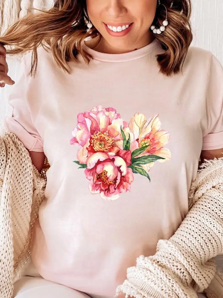 

Clothes Women Female 90s Style Flower Watercolor Summer T Clothing Print Graphic Tee Fashion Short Sleeve Casual T-shirts