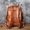 NZP Retro Leather Men's Backpack European and American Fashion Travel Bag Top Layer Cowhide Casual School Bag Laptop Bag 2