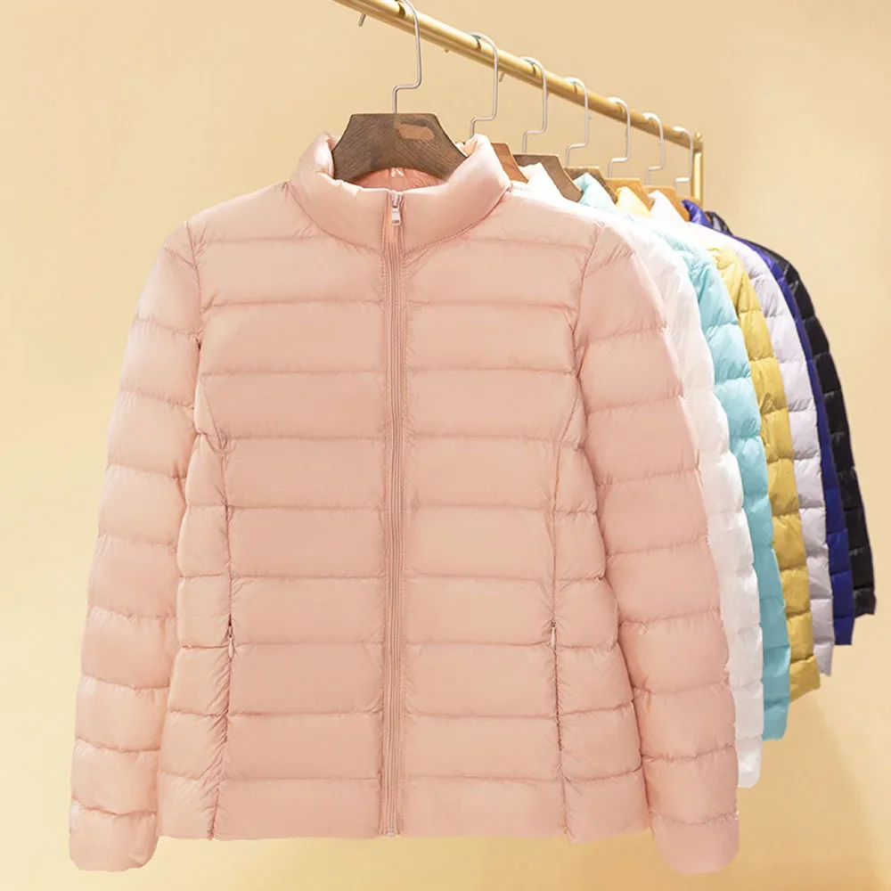 2023 Women's 90% White Duck Down Jacket Autumn Winter Ultra Light Stand Collar Windproof Warm Puffer Jackets Casual Down Coat winter ultra light down jacket women warm stand collar feather puffer coat 90% white duck down parkas solid color outerwear 2021