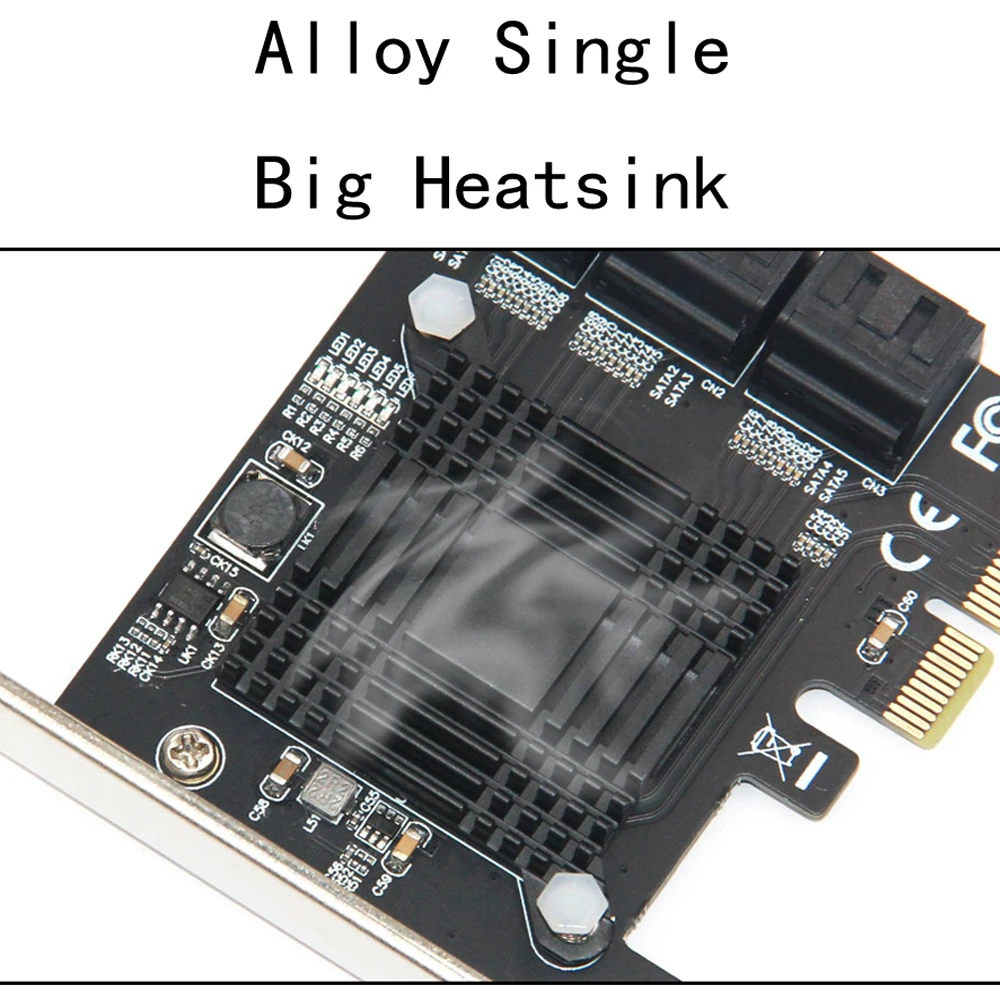 PCI-E PCIE 확장 카드, SATA 컨트롤러, SATA 멀티플라이어, HDD SSD용 ASMedia ASM1166 칩, 6 포트, SATA 3 PCI 익스프레스, 6Gbps
