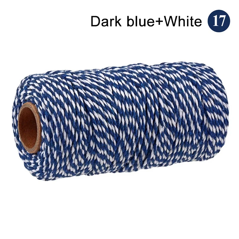 100M/Roll Cotton Bakers Twine String Cord Rope Two-color Cotton Craft Twine Home Textile Gift Packaging Christmas Wedding Decor 