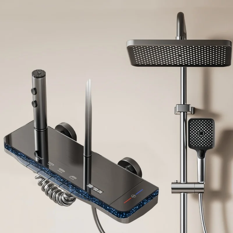 High-end Starry Sky Light ห้องน้ําก๊อกน้ําชุดจอแสดงผลอุณหภูมิระบบ 4 ฟังก์ชั่นร้อนเย็น TAP 1