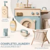 8954-7a1248.jpg Robotime Robud Kitchen Washer Playset Pretend Play Toy Washing Machine with Clothes Basket Iron and Sink for Kids Age 3+Blue