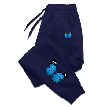 Butterfly Printing Womens Sweatpants Fashion Casual Trend Jogging Trousers Versatile Soft Hot Sales Street Elastic PantsWaist