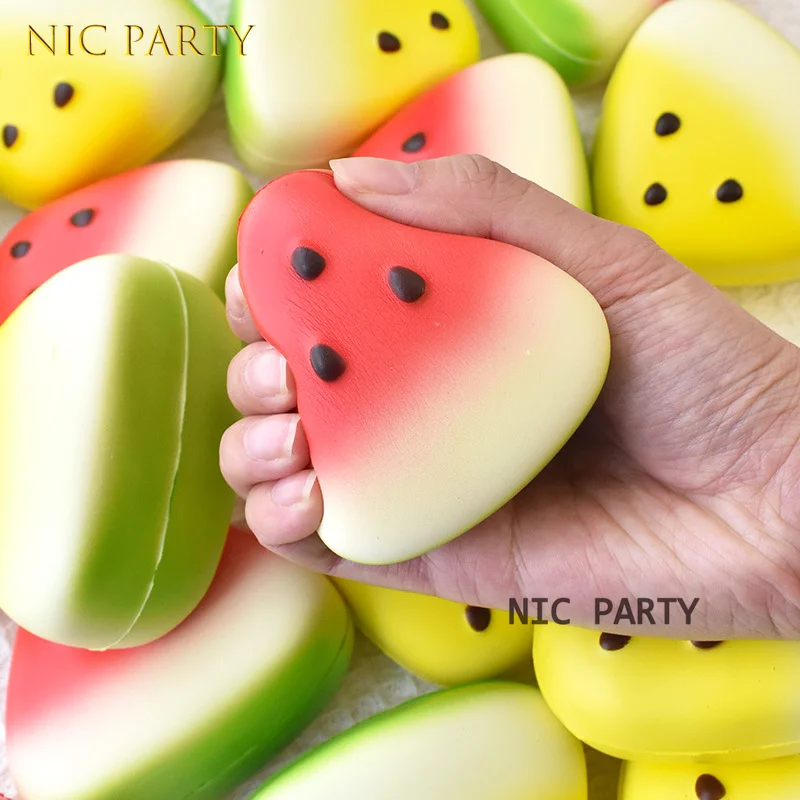 Squishy Watermelon Favors Birthday Party Gift Anti-Stress Slow Rising Fruit Pinch Squeeze Stress Reliever Soft Pressure Reducer