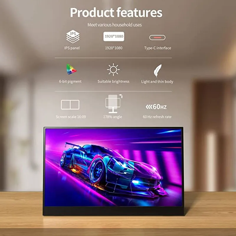 Justthink ޴  HD 1920x1080P IPS г ÷ HDMI, Ʈ PS4 PS5 ġ Xbox PC ̸ӿ ȣȯ , 15.6 ġ