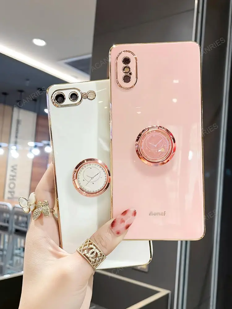 Custodia Porta Anelli Di Lusso Per Iphone X Xs Max Xr 6 6S 7 8 Plus Se 2022 Placcatura Quadrata Custodia Protettiva In Silicone Su Apple Iphonex 2020