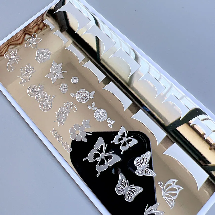 XMQ 스탬핑 플레이트 네일 아트 템플릿 발가락 프랑스 디자인