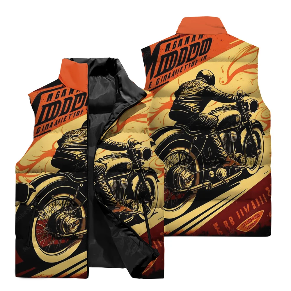 thumbnail image 2 of Chaqueta sin mangas con estampado de motocicleta violenta en 3D para hombre, ropa para andar en motocicleta al aire libre, chaqueta con cuello alto y cremallera para hombre, 2 of 5
