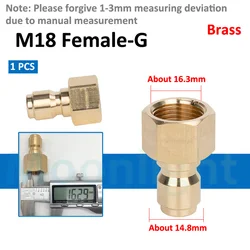 High Pressure Washer Quick Connect Adapter with Quick Release Fitting (M18 Female-G(Brass))