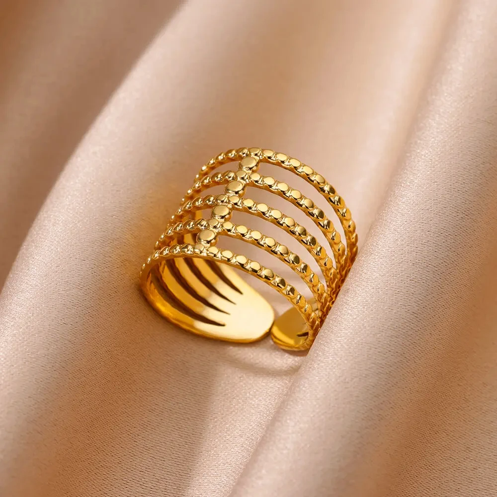 Stainless Steel Rings for Women Aesthetic Geometric Ring Wedding Jewelry Finger Accessories