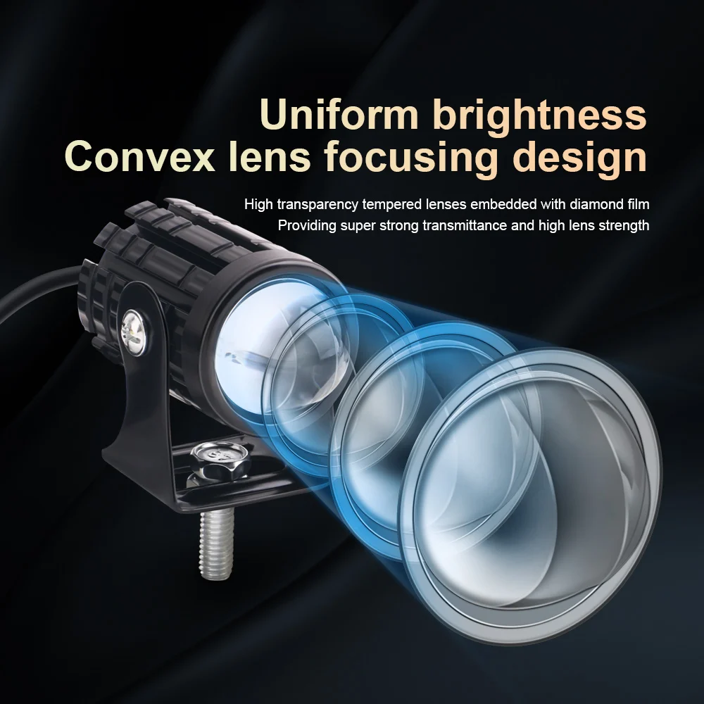 Universal Motorcycle LED Headlight Projector Lens Dual Color ATV Scooter Driving Lamp Fog Light Auxiliary Spotlight Lamp 2PCS led lights motorcycle led lights motorcycle headlight bike light motorcycle fog lights led motorcycle lights motorcycle driving lights