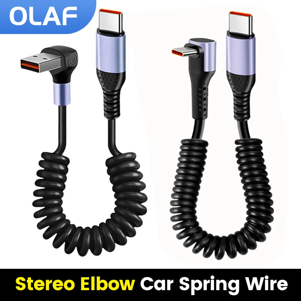 66W 100W Type C TO Type C Cable For iPhone 15 Huawei Xiaomi Samsung Car Spring Cable 6A Short Fast Charging USB C Cable BEST SELLERS