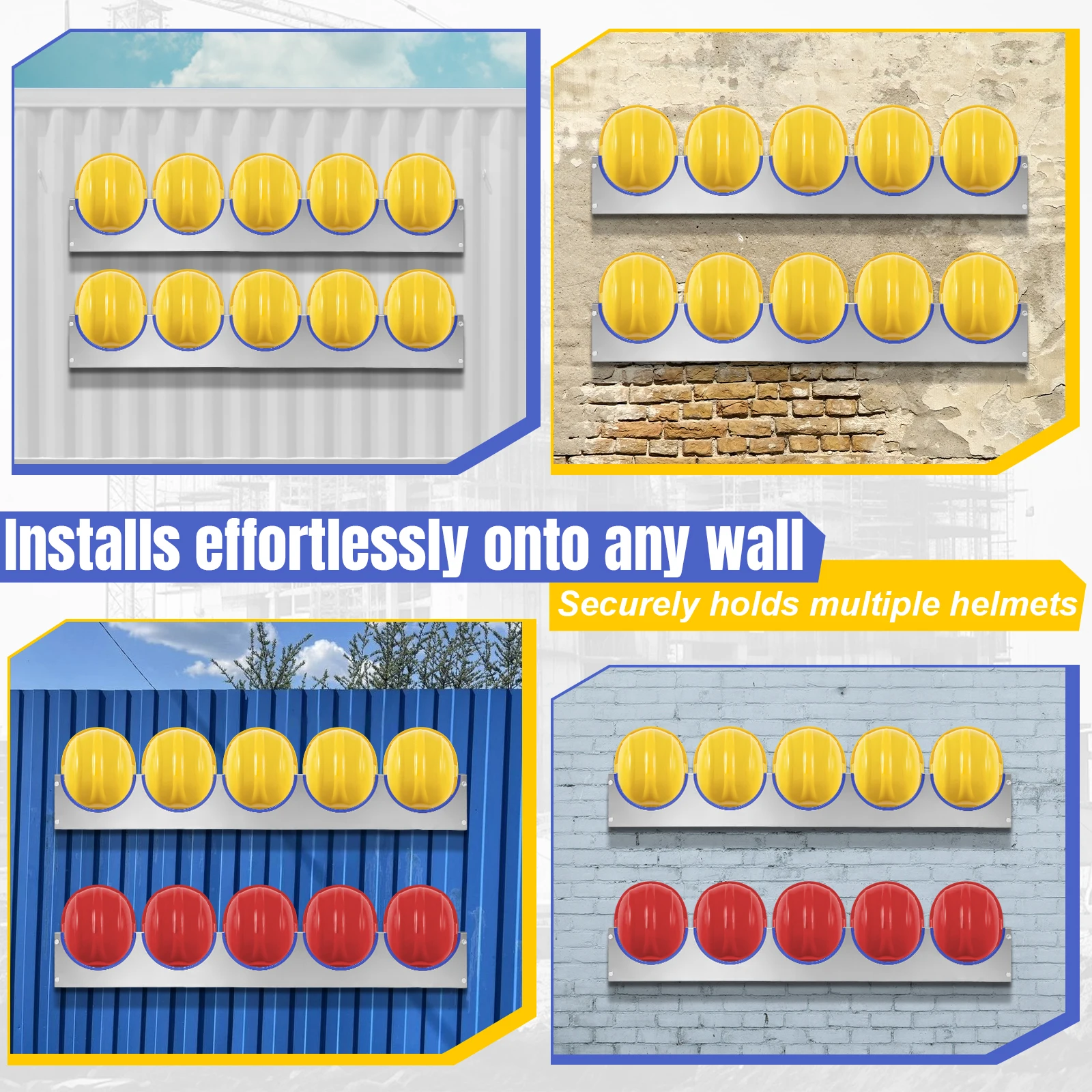 Heavy Duty Stainless Steel Helmet Hanging Rack with Rubber Strip Stainless Steel Hard Hats Rack for Workshop Office Living Room