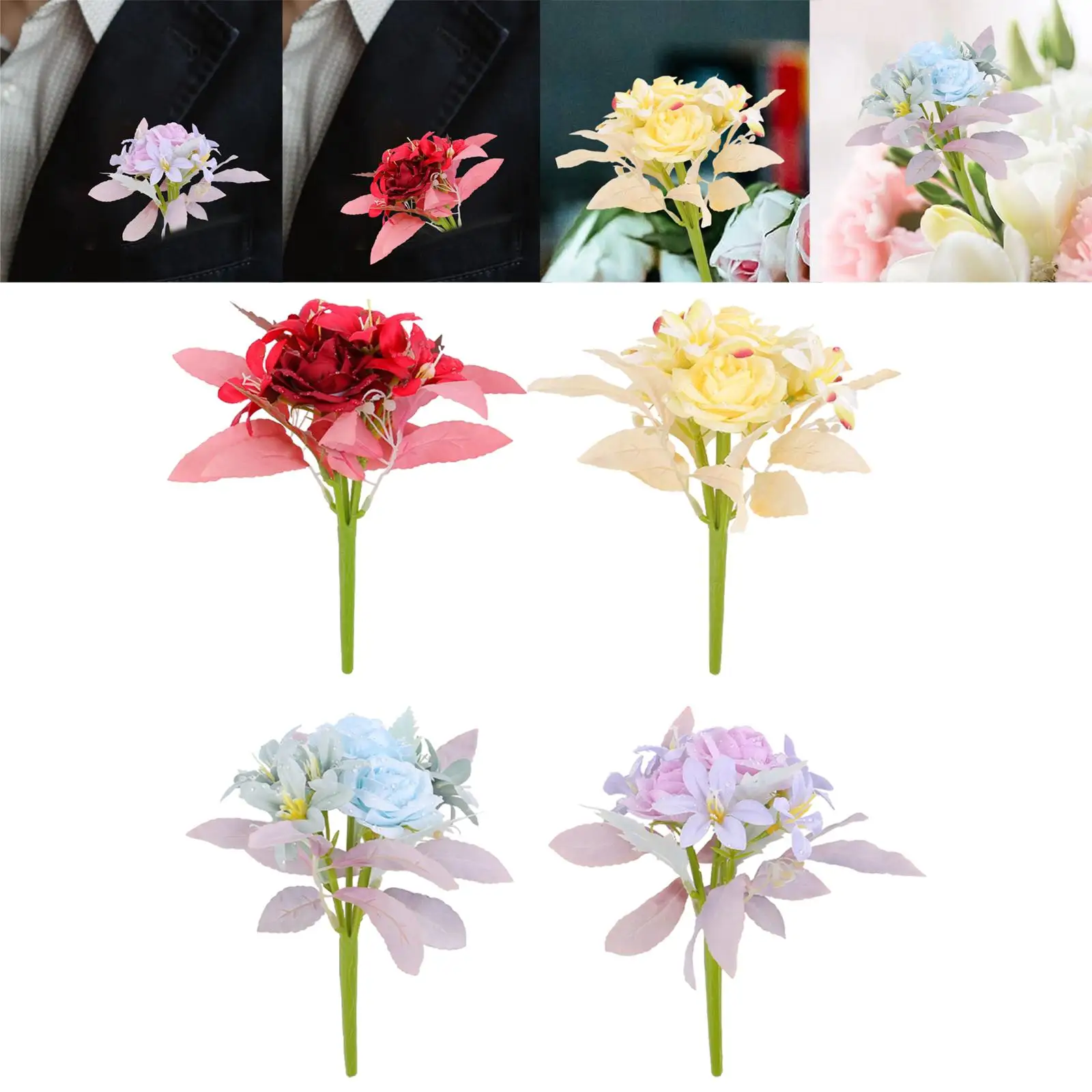 Artificial Roses Party Wedding Centerpieces Garden Home Fake Flowers Bouquet