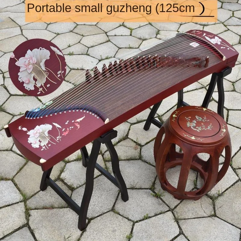 125cm Solid Wood Portable Guzheng with Stands Beginner Practice Chinese Traditional String Instrument