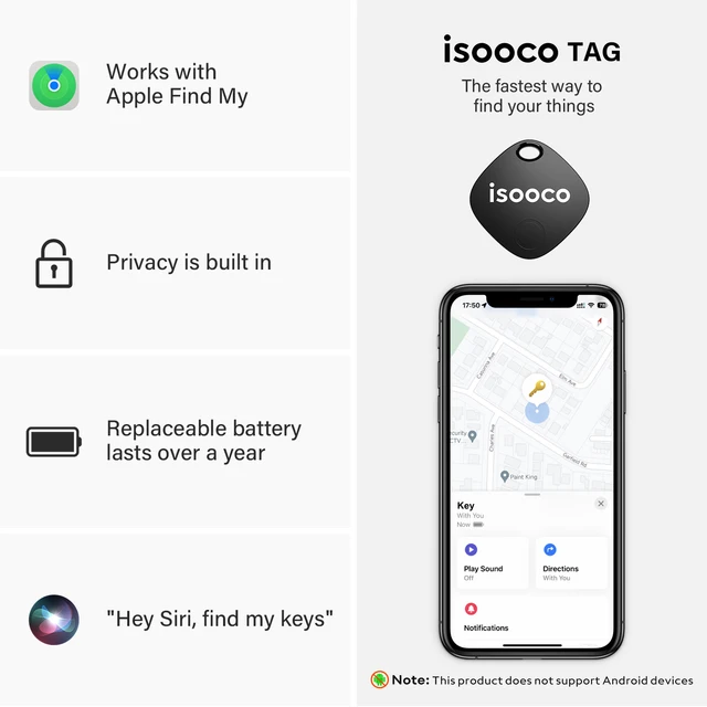 isooco Bluetooth Tracker - 1/2/3/4pcs - IOS Only