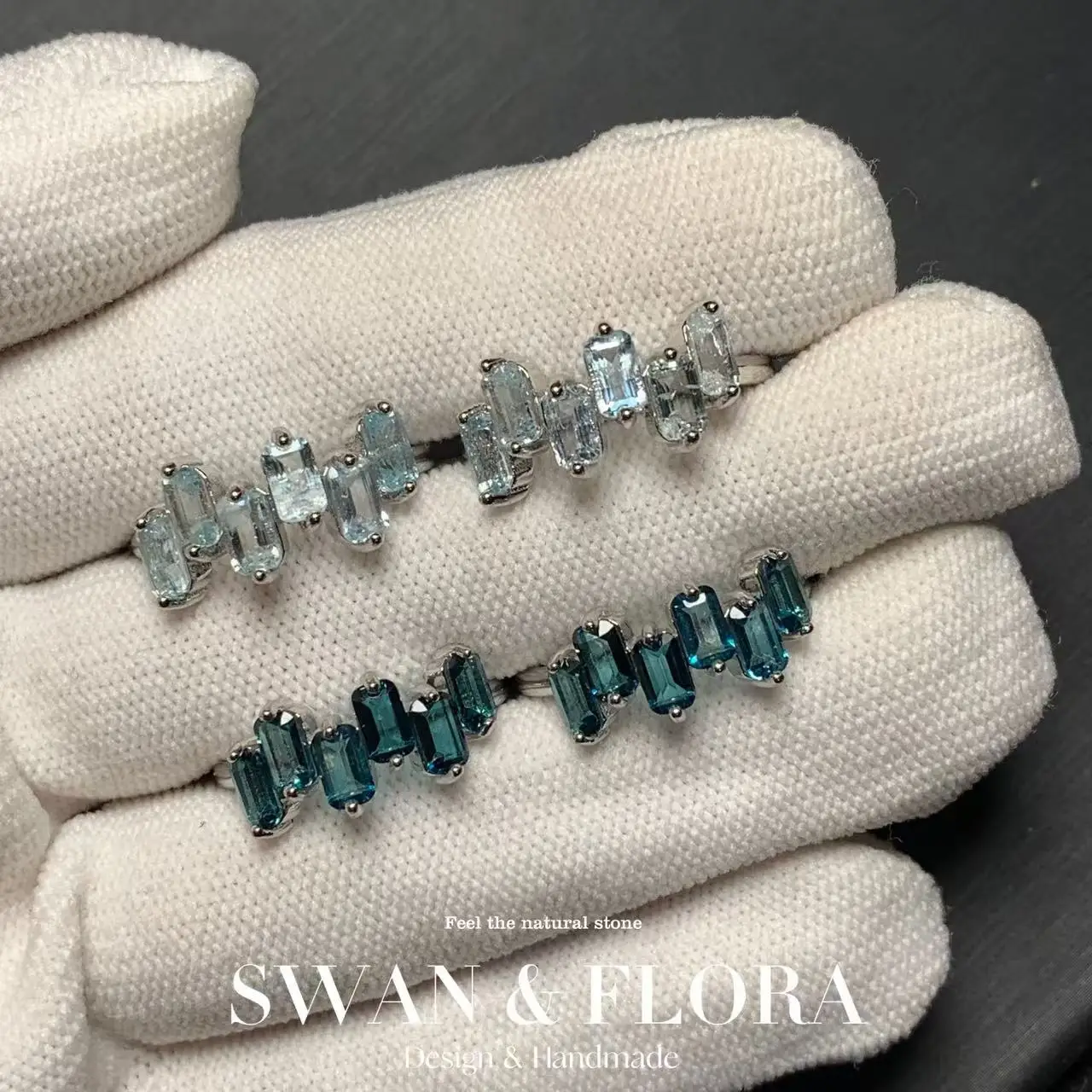 MM Natural Blue Topaz Ring Adjustable Female Ring Jewelry for Women Gift Wholesale High Quality Vintage Fine