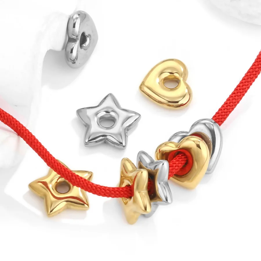 Stainless Steel Love Five-pointed Star Big Hole Hexagonal Separator Bead Titanium Steel DIY Jewelry Necklace 4
