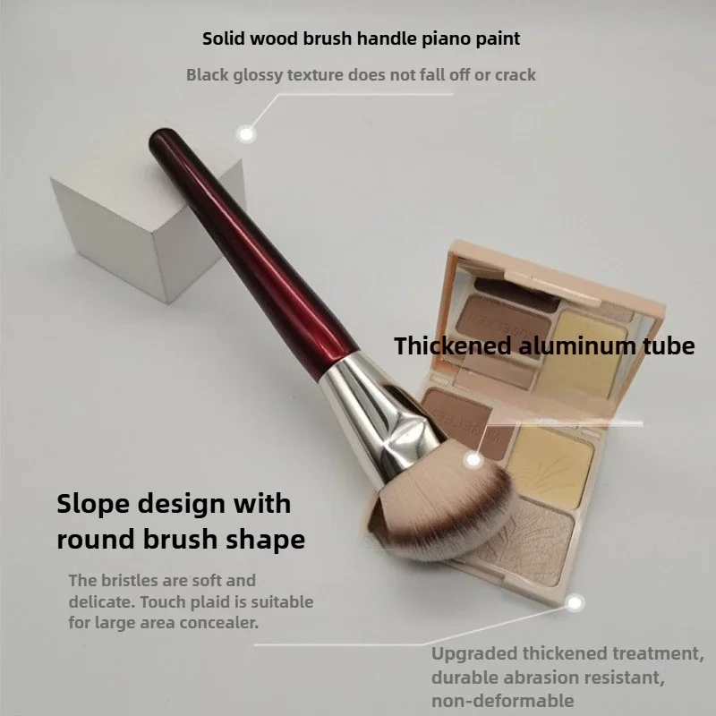 Description Picture 3 of item1pc 101 Contoured Foundation Makeup brushes Angled Liquid Base Concealer Make up brushes Red wood handle cosmetic tools 506