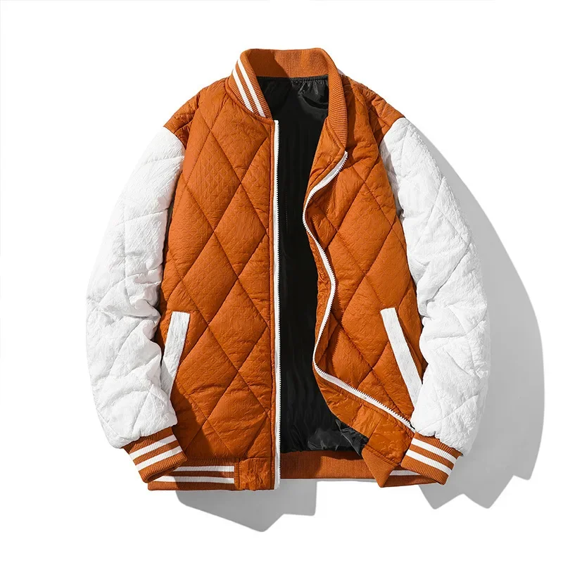 

Новинка Осень-зима 2023 модное повседневное цветное хлопковое пальто с вставками мужское плюшевое и утепленное Новое хлопковое пальто с Бейсбольным воротником