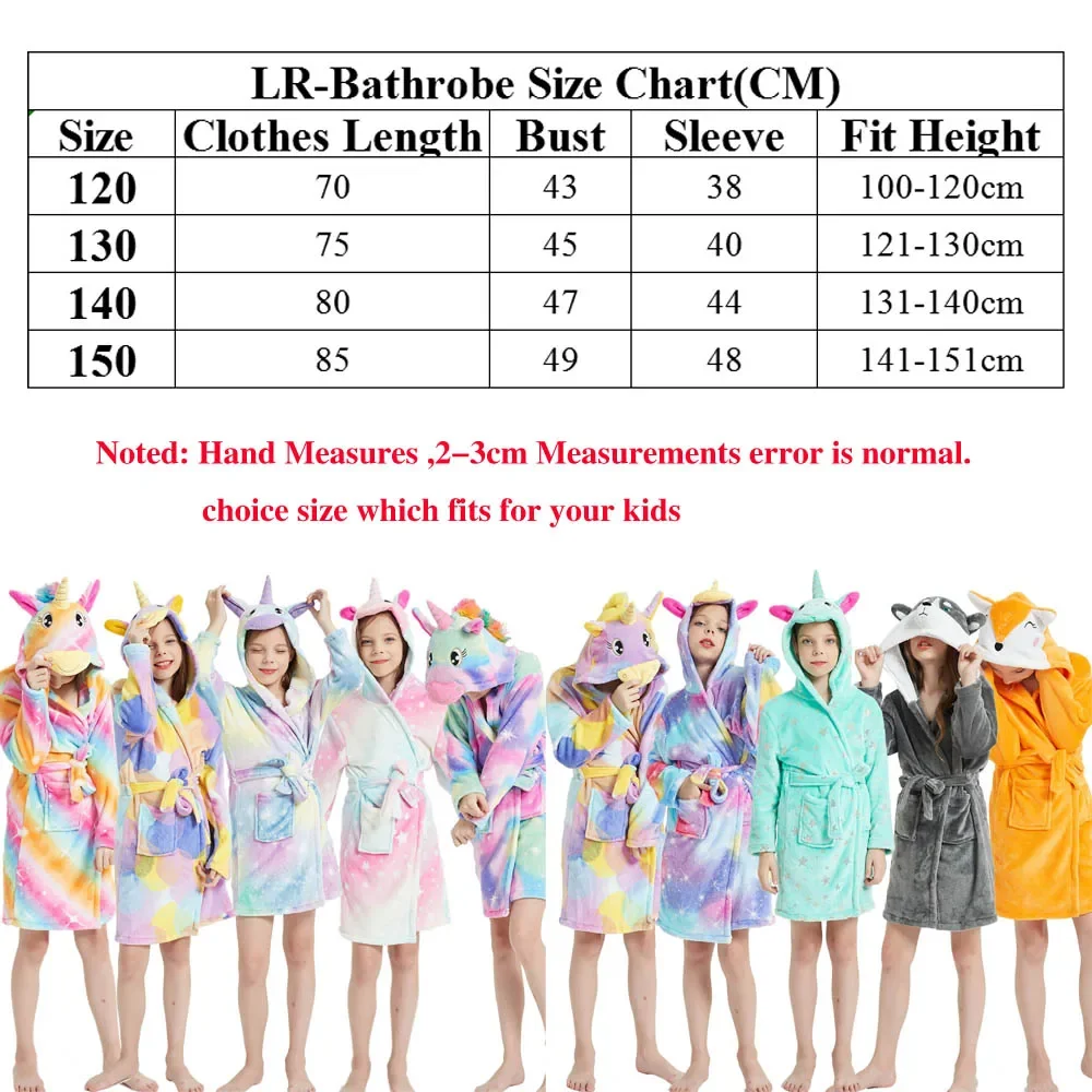 Winter Wolf Children's Bathrobe Clothing for Girls Kids Pajamas Unicorn Kigurumi Hooded Bath Robe Flannel Warm Bath Towels