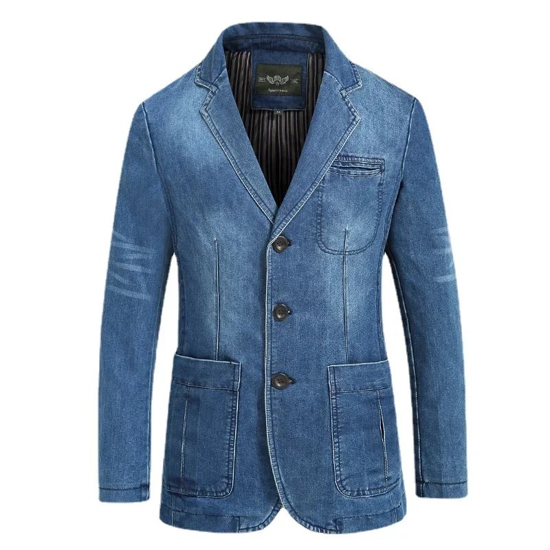 2023 Spring New Casual Cotton Denim Suit Jacket Men Classic Fashion Slim Washed Retro Blue Jeans Blazer Coat Male Brand Clothing