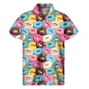 Chocolate Donuts Cookies 3D Print Shirt For Men Summer Hawaiian Shirts Tops Street Lapel Aloha Blouse Button Short Sleeves 1
