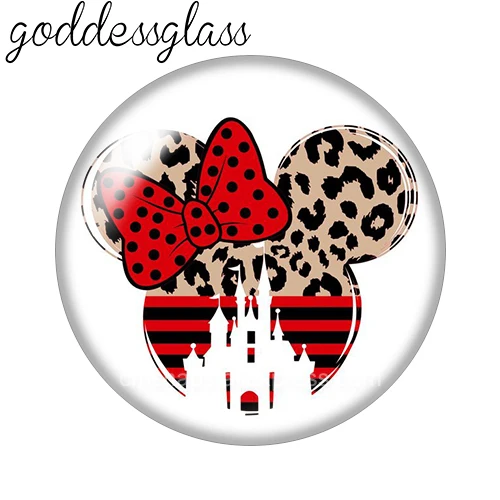 10pcs Round Photo Glass Cabochon for Bracelets Disney Minnie