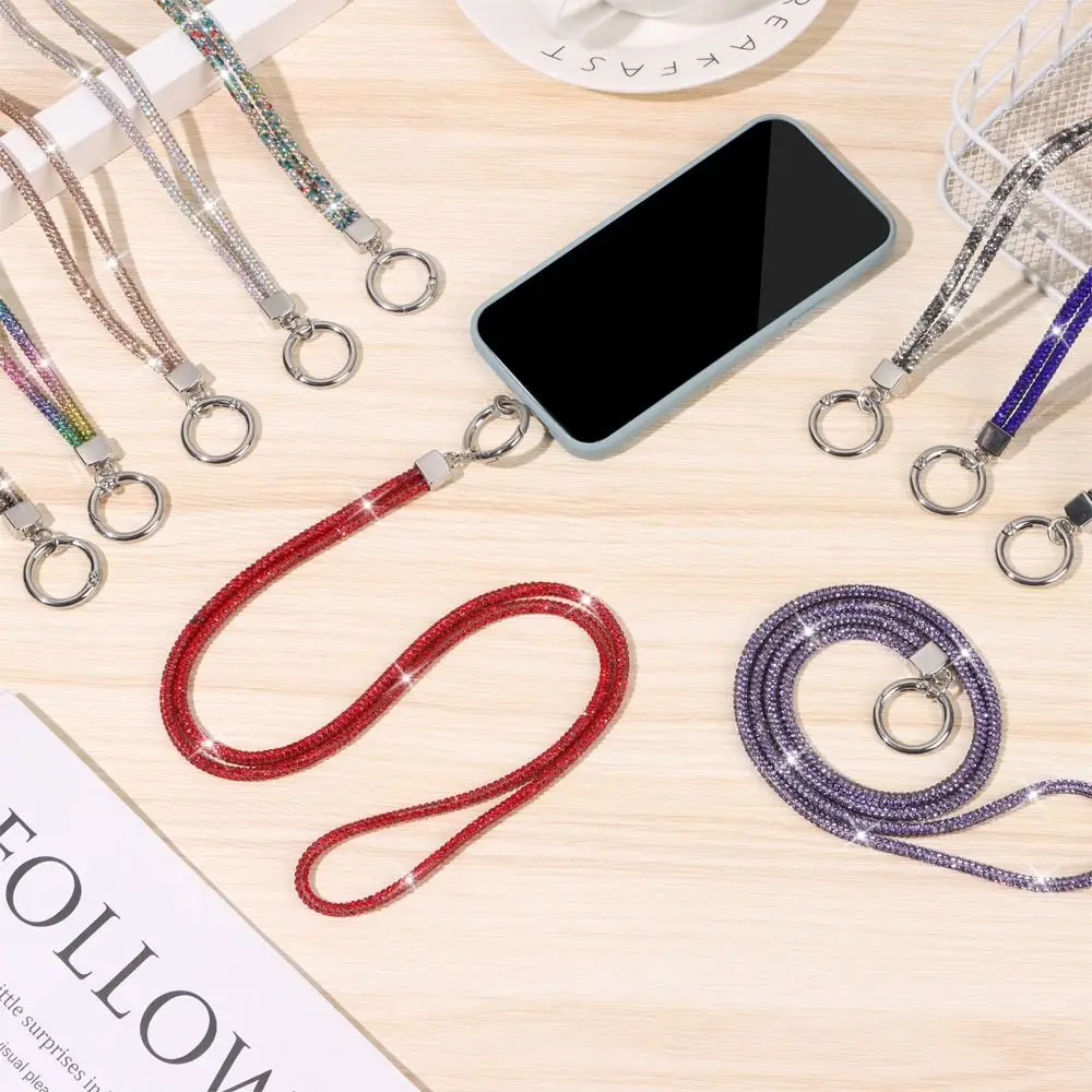 Glitter Rhinestone Phone Lanyard Phone Crystal Wrist Straps Keychain Hanging Anti-lost Rope Bling Bling Hanging Cord phone lanyard