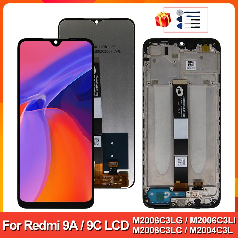 

100% 6.53“ Original For Xiaomi Redmi 9A LCD Touch Screen Display Digitizer Replacement Parts With Frame For Redmi 9C LCD Display