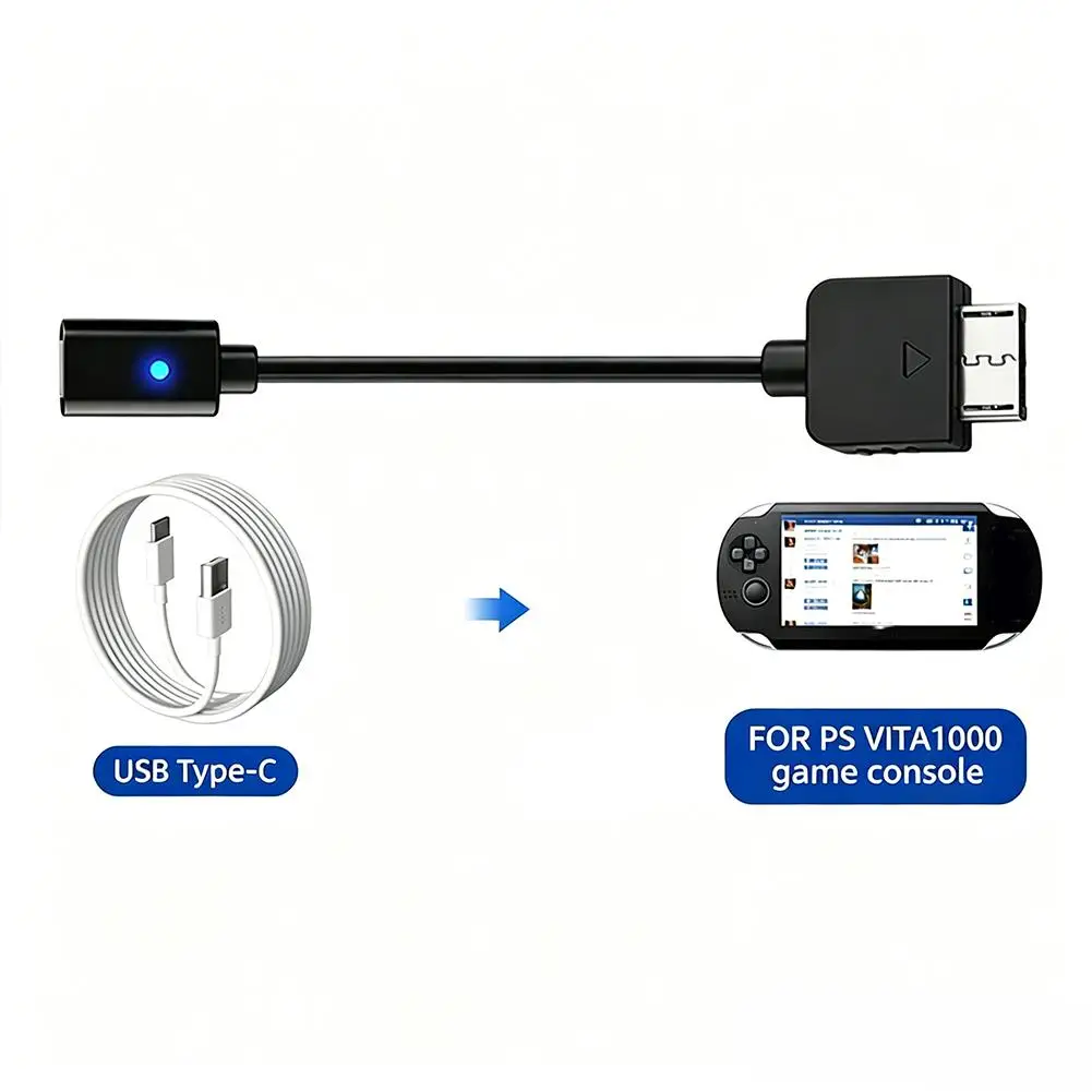 플레이스테이션 Ps Vita 1000 게임 콘솔 충전기 어댑터용 Type-C 충전 데이터 케이블 Ps PCH-1000용 TypeC Led 변환 코드