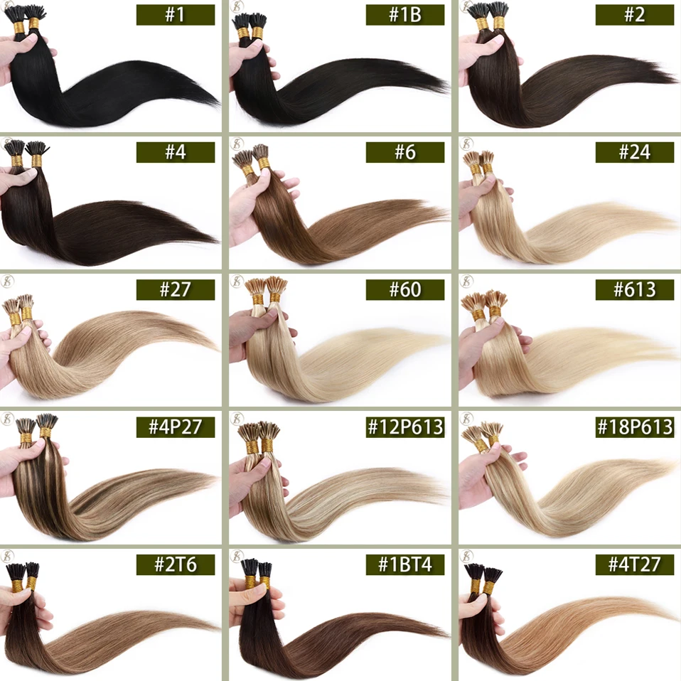 TESS I Tip Hair Extensions 50pcs Keratin Fusion Microlink Hair Extensions Human Capsule Pre Bonded Stick Brown Natural