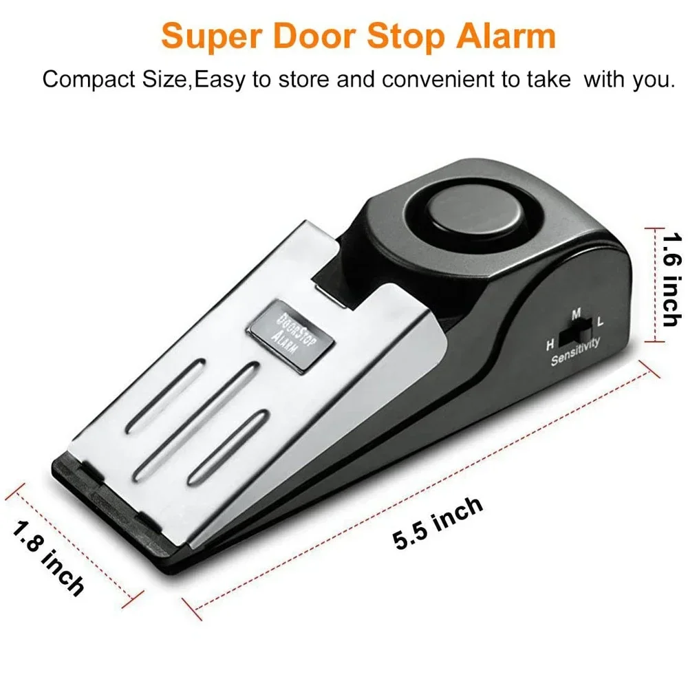 Door Stopper Alarm Portable 120db Wedge Security Floor Door Stop Adjustable Sensitivity for Home Dormitory Traveling 1-10 door stopper