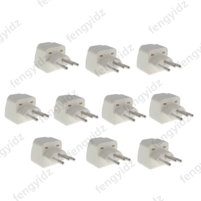 Universal Type N Travel Plug Adapter for Brazil, 3-Prong Grounded Wall Plug