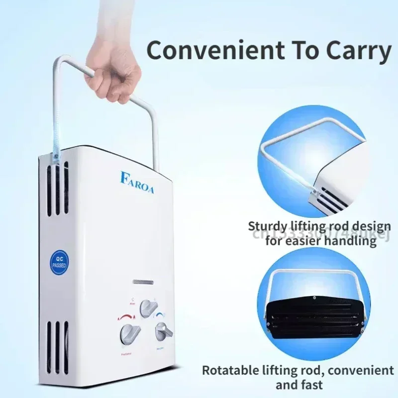 LPG Water Heater LPG Propane Gas Tankless Water Heater 6L Outdoor Camping Instant Bath With Shower Head