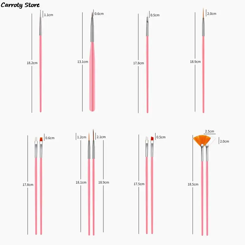 매니큐어용 전문 네일 아트 브러쉬 세트, 라인석 아크릴 페인트 브러쉬 키트, UV 젤 폴리시 네일 라이닝 펜 그라디언트, 15 개