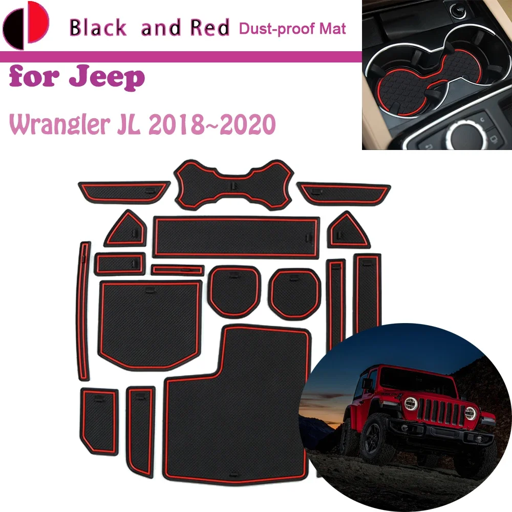 

Rubber Door Groove Mat for Jeep Wrangler JL 2018 2019 2020 Cushion Gate Storage Slot Coaster Dust-proof Anti-slip Car Sticke Pad